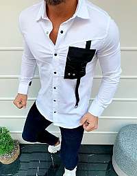 Trendy biela košeľa s originálnym vreckom