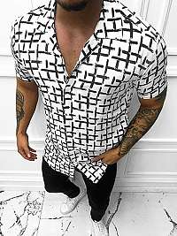 Trendy bielo-čierna krátka košeľa E/1400