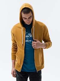Trendy horčicová mikina na zips B977