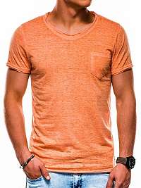 Trendy oranžové tričko s vreckom s1051