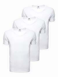Trojbalenie bielych bavlnených tričiek s V výstrihom Z29-V8