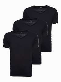 Trojbalenie čiernych bavlnených tričiek s V výstrihom Z29-V9