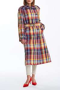 KABÁT GANT D1. OVERSIZED CHECKED TRENCH COAT