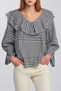 KOŠEĽA GANT D2. HOUNDSTOOTH RUFFLE BLOUSE