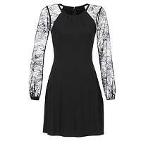 MICHAEL Michael Kors  LACE SLV FIT FLR DRS  Čierna