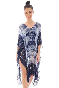 DOCA Plážový kaftan Louiza modrá uni