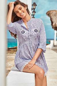 Iconique Plážové košeľové šaty Sandra modro-biela M