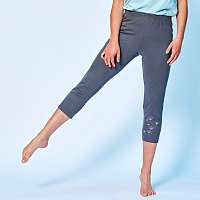 Blancheporte 3/4 jednofarebné pyžamové nohavice so vzorom kvetín bridlicová