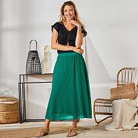 Blancheporte Dlhá sukňa s výšivkou zelená