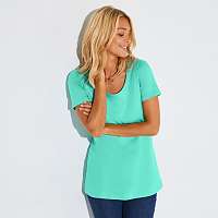 Blancheporte Jednofarebné tričko s okrúhlym výstrihom, eco-friendly morská zelená