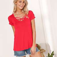 Blancheporte Jednofarebné tričko so šnurovaním červená