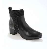 Blancheporte Kožené vysoké topánky s gumkou a cvočkami, čierne čierna