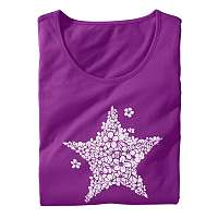 Blancheporte Krátka nočná košeľa, potlač hviezdičiek purpurová