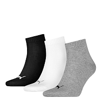Blancheporte Krátke ponožky Quarter Puma, 3 páry, sivé, biele, čierne biela+sivá+čierna