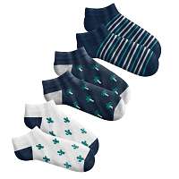 Blancheporte Nízke ponožky s potlačou, súprava 6 páry modrá/sivá