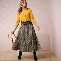 Blancheporte Polodlhá sukňa s minimalistickým vzorom khaki 58
