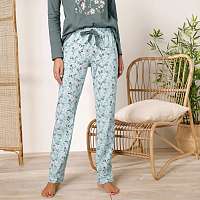 Blancheporte Pyžamové nohavice s potlačou kvetín, bavlna zelenkavá