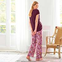 Blancheporte Pyžamové široké nohavice s potlačou purpurová/ružová