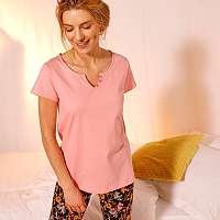 Blancheporte Pyžamové tričko s krátkymi rukávmi, jednofarebné ružové ružová
