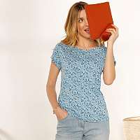 Blancheporte Rovné tričko s minimalistickým vzorom modrá