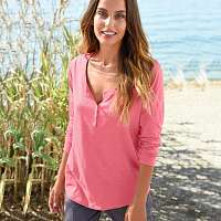 Blancheporte Tuniské tričko s melírom a dlhými rukávmi ružový melír