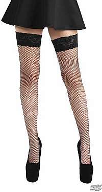 nadkolienky PAMELA MANN - Large Net Lace Top Hold Ups - Black - PM1012