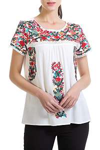 Anany biely top Blus Flower