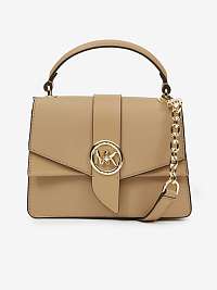 Béžová dámska malá kožená crossbody kabelka Michael Kors Greenwich