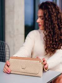 Béžová dámska peňaženka s krížovým popruhom VUCH Linza