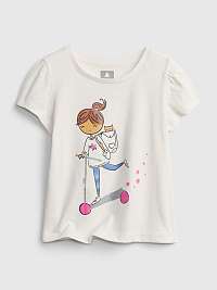 Béžové dievčenské grafické tričko GAP