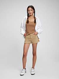 Béžové dievčenské šortky GAP Teen vo vysokom khaki prevedení Washwell