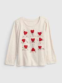 Béžové dievčenské tričko so srdiečkami GAP organic