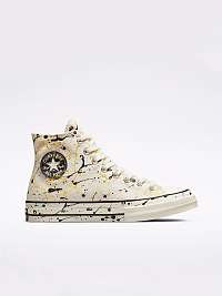 Béžové unisex vzorované členkové tenisky Converse Chuck Splatter