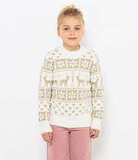 Béžovo-biely dievčenskú sveter s vianočným vzorom Camaieu