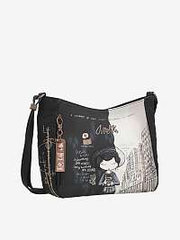 Béžovo-čierna dámska vzorovaná crossbody kabelka s ozdobnými detailmi Anekke City Moments