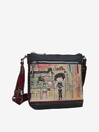 Béžovo-modrá dámska vzorovaná malá crossbody kabelka Anekke City Art