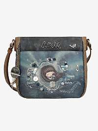 Béžovo-modrá dámska vzorovaná malá crossbody kabelka s ozdobnými detailmi Anekke Island
