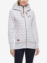 Biela dámska vzorovaná mikina na zips s kapucou Ragwear Neska Print Zip