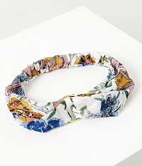 Biela kvetovaná čelenka s kovovým krúžkom CAMAIEU