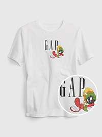 Biele chlapčenské organické tričko Looney Tunes GAP