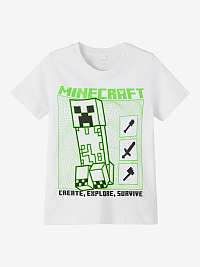 Biele chlapčenské tričko s názvom Mahan Minecraft