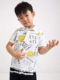 Biele chlapčenské vzorované polo tričko Desigual Añil