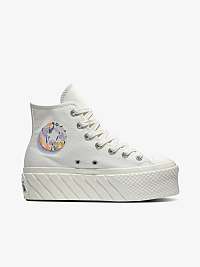 Biele dámske členkové tenisky na platforme Converse Chuck Taylor All Star Lift 2x