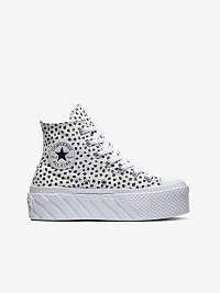 Biele dámske členkové tenisky s bodkami na platforme Converse