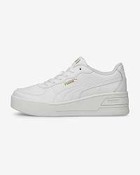 Biele dámske kožené tenisky na platforme Puma Skye Wedge