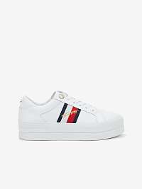 Biele dámske kožené tenisky na platforme Tommy Hilfiger