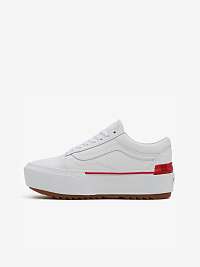 Biele dámske kožené tenisky na platforme VANS UA Old Skool Stacked