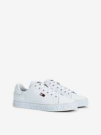 Biele dámske kožené topánky Tommy Hilfiger Cool Jeans Sneaker