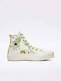 Biele dámske kvetované členkové tenisky Converse All Star Florals