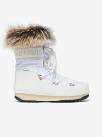 Biele dámske snehové topánky s umelou kožušinou Moon Boot Monaco Low